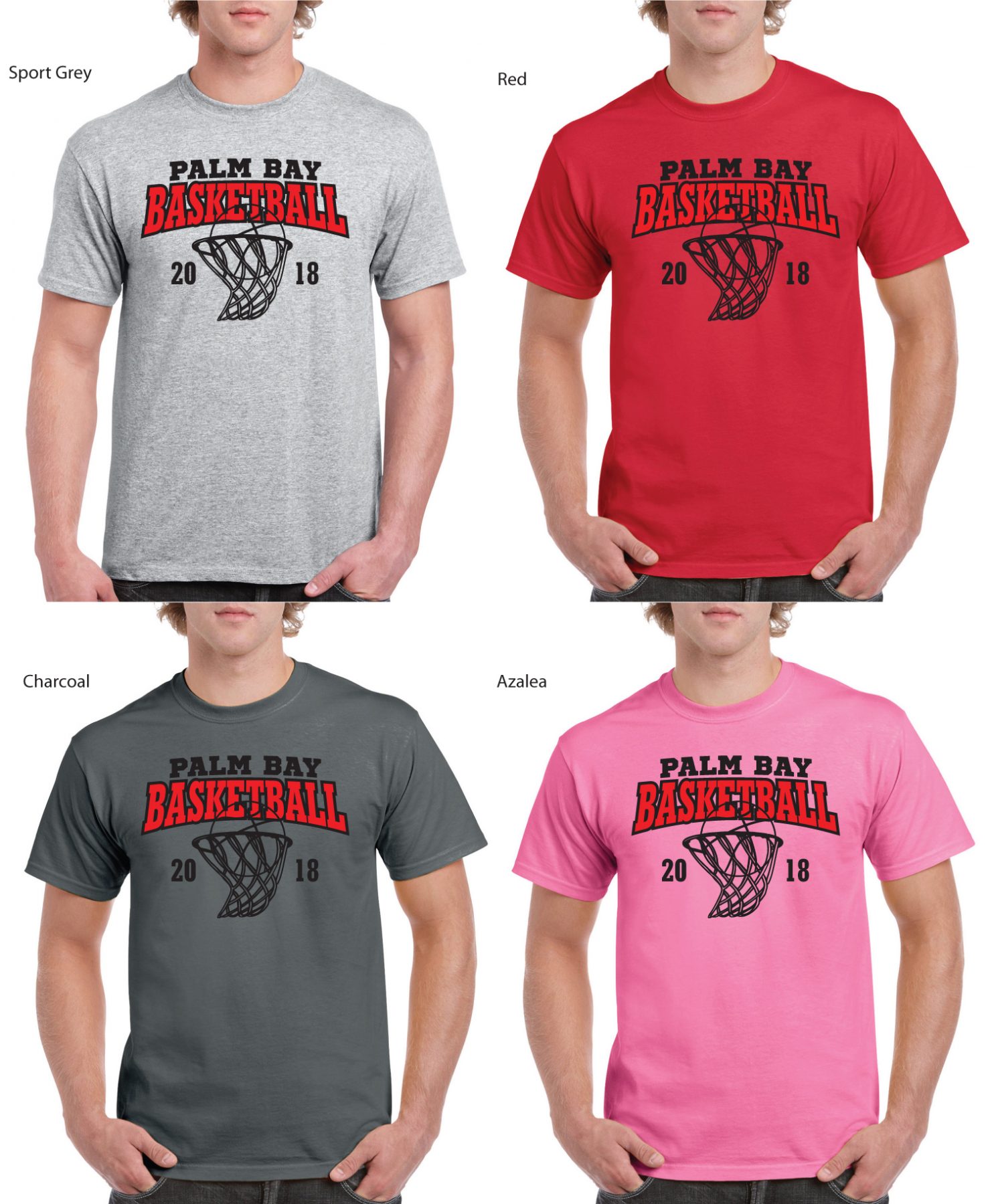 Palm Bay High School Basketball T-Shirts - Red Design